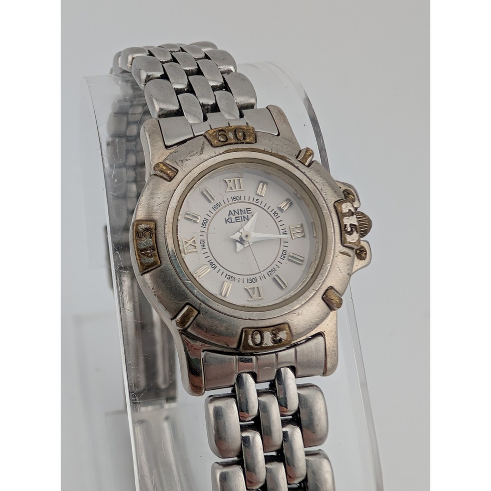 Anne Klein Watch‎ Women 22mm Case Silver 6.5" Band 10/2031 New Battery